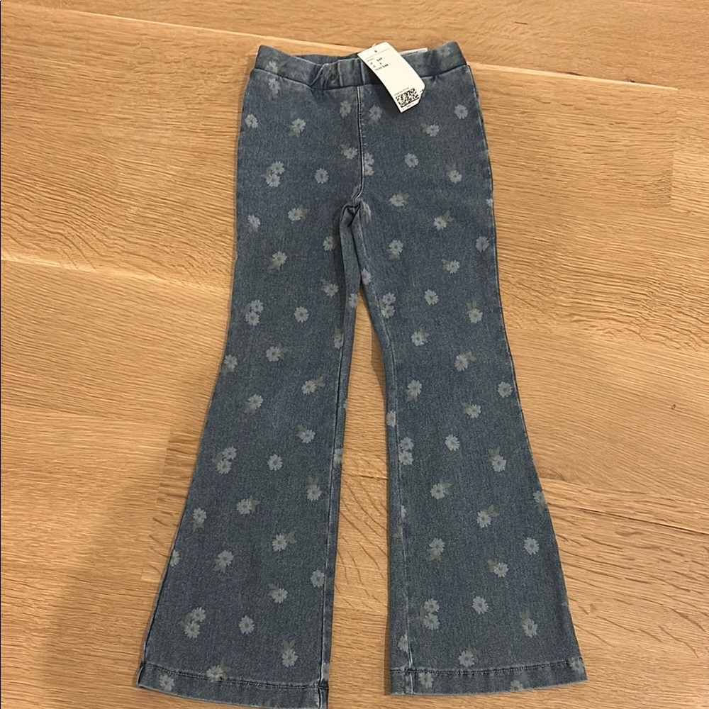 H&M Blue Flared Jeans with Floral Print